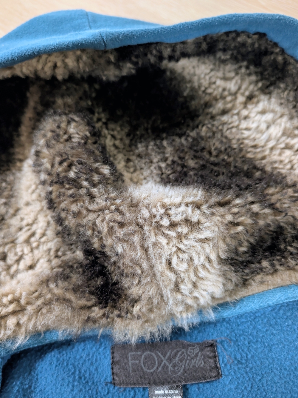 Fox Racing Blue Faux Fur Lined Hooded Fleece Jacket Coat Size Medium Y2K - Picture 7 of 9